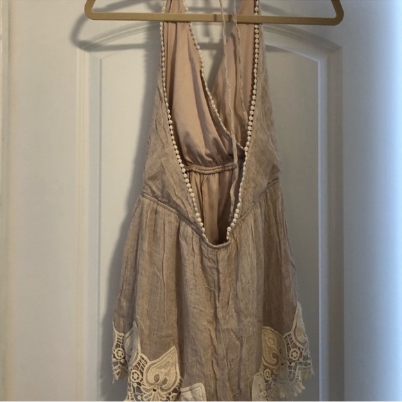Nordstrom Cream Lace Embroidered Halter Romper - Picture 5 of 7